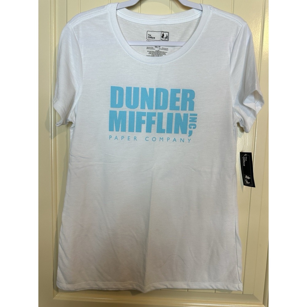 New‎ The Office Womens T-Shirt white Dunder Mifflin Short Sleeve Size XXL